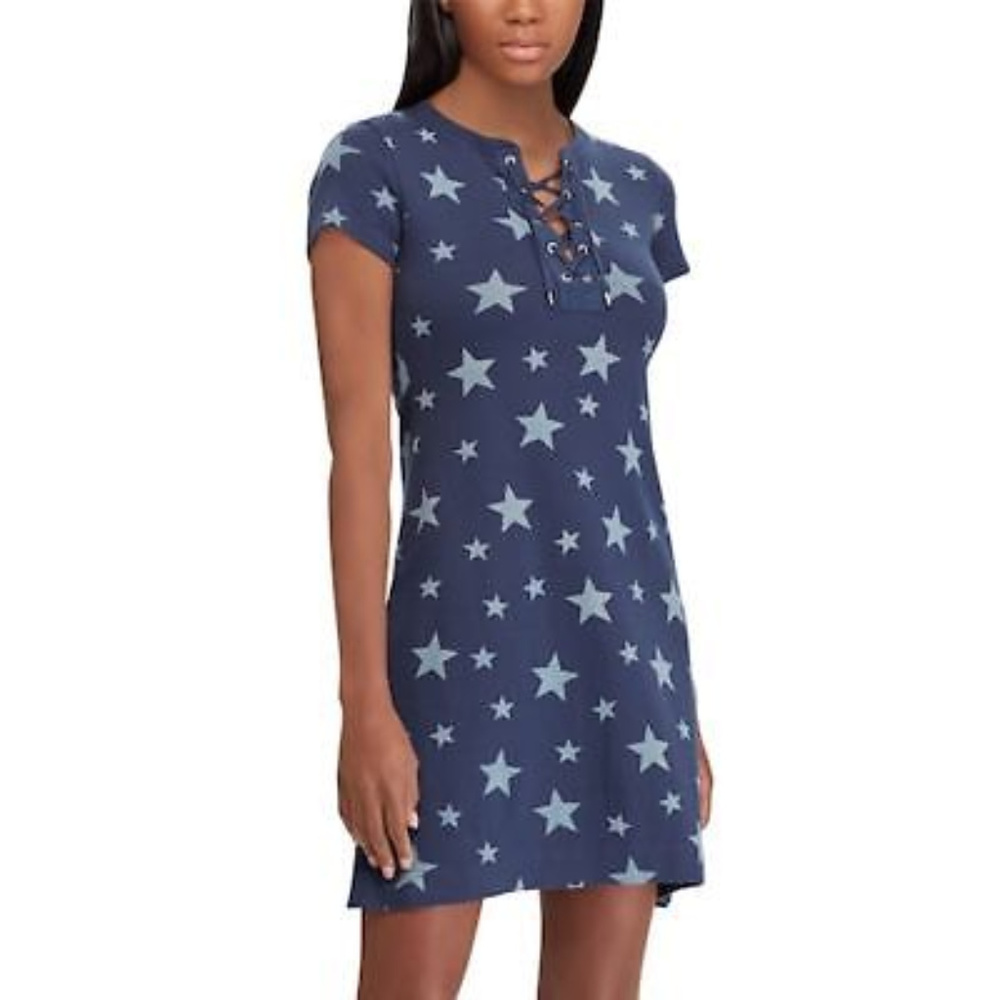 Chaps Striped Lace Up A-Line Dress SIZE S NWT